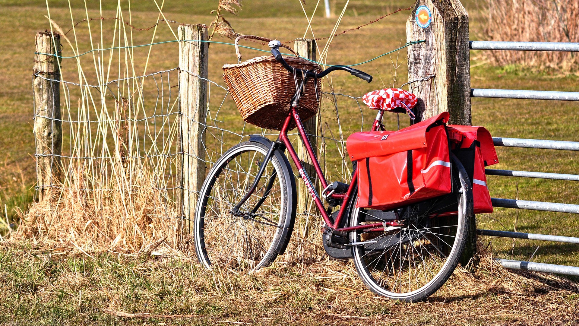 A cycle have a courier bags