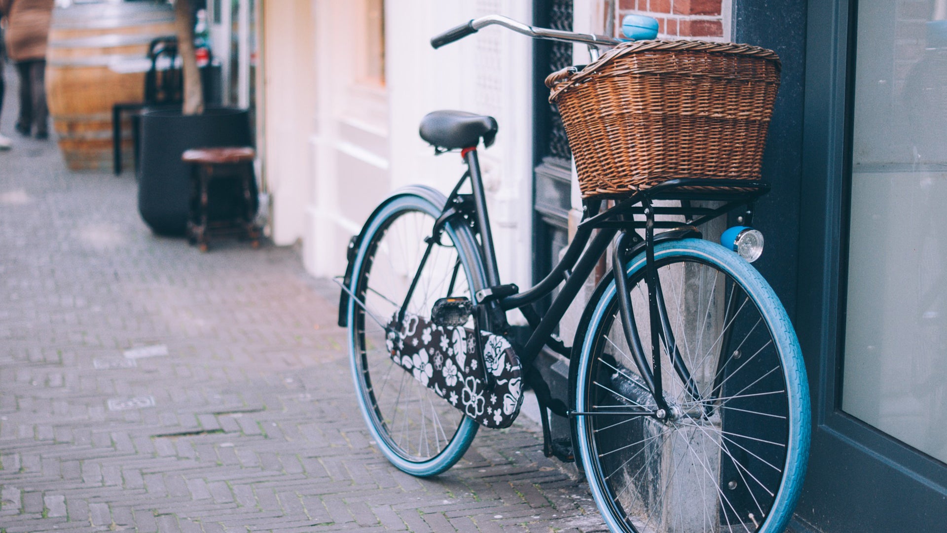 A lady bird blue bicycle